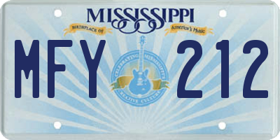 MS license plate MFY212