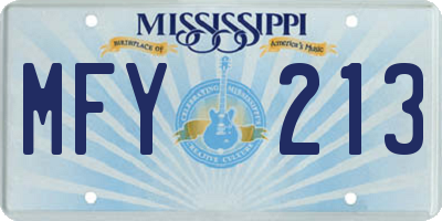 MS license plate MFY213