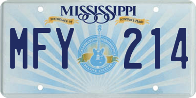 MS license plate MFY214