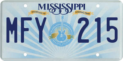MS license plate MFY215