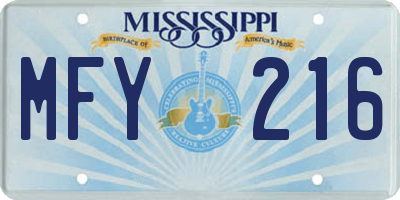 MS license plate MFY216
