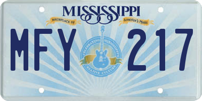 MS license plate MFY217
