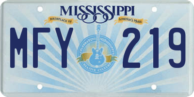 MS license plate MFY219