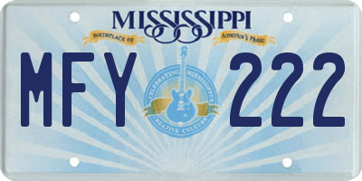 MS license plate MFY222