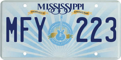 MS license plate MFY223