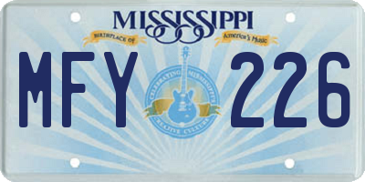 MS license plate MFY226