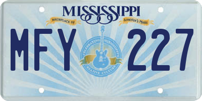 MS license plate MFY227