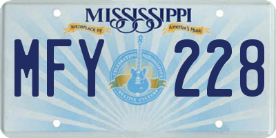 MS license plate MFY228