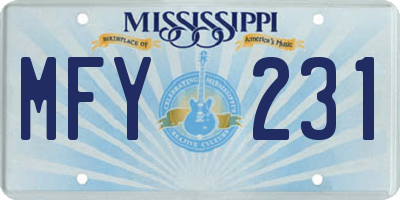 MS license plate MFY231