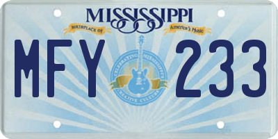 MS license plate MFY233