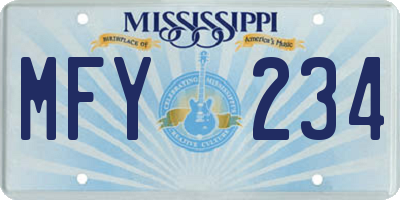 MS license plate MFY234