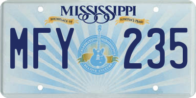 MS license plate MFY235