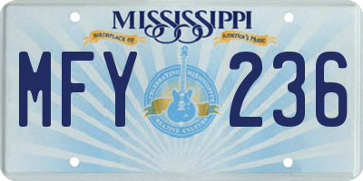 MS license plate MFY236