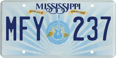 MS license plate MFY237
