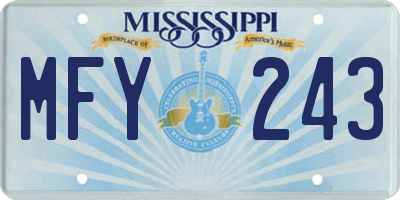 MS license plate MFY243