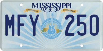 MS license plate MFY250