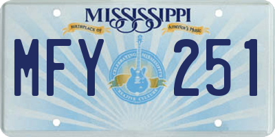 MS license plate MFY251
