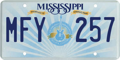 MS license plate MFY257