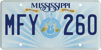 MS license plate MFY260