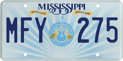 MS license plate MFY275