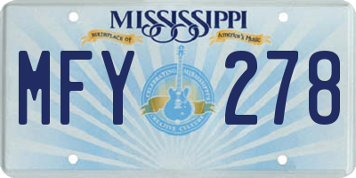 MS license plate MFY278