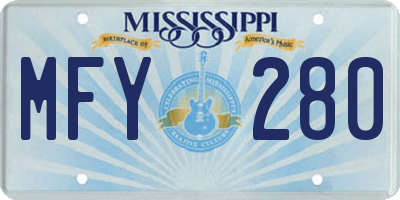 MS license plate MFY280