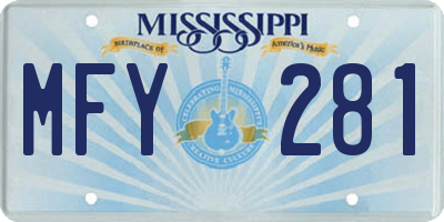 MS license plate MFY281