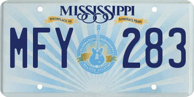 MS license plate MFY283