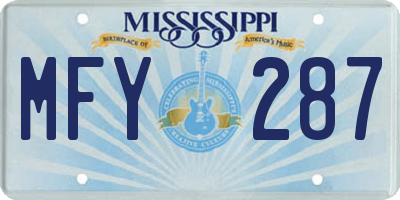 MS license plate MFY287