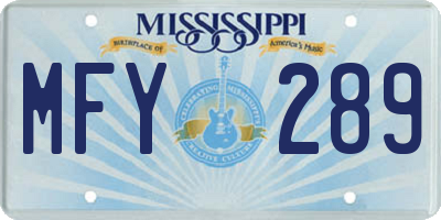 MS license plate MFY289