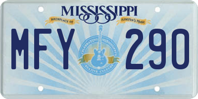 MS license plate MFY290