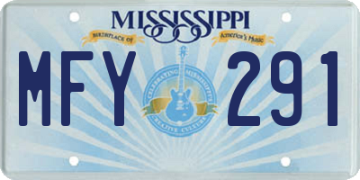 MS license plate MFY291