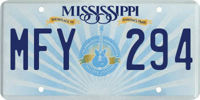 MS license plate MFY294