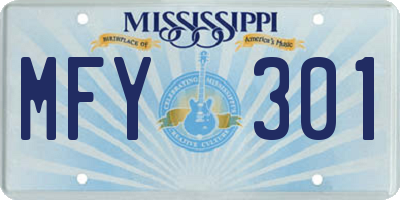 MS license plate MFY301