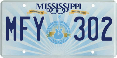 MS license plate MFY302
