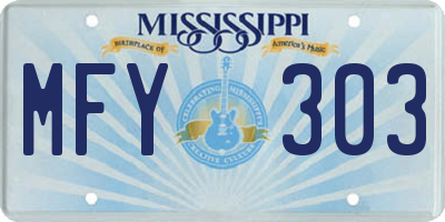 MS license plate MFY303