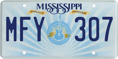 MS license plate MFY307