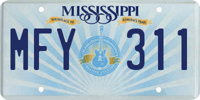 MS license plate MFY311