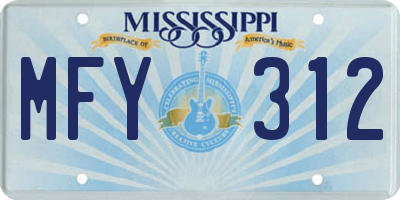 MS license plate MFY312