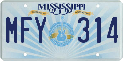 MS license plate MFY314