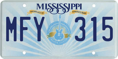 MS license plate MFY315