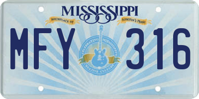 MS license plate MFY316