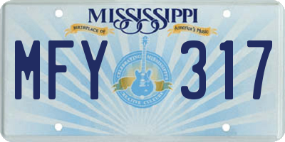 MS license plate MFY317