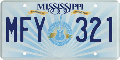 MS license plate MFY321