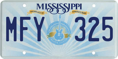 MS license plate MFY325
