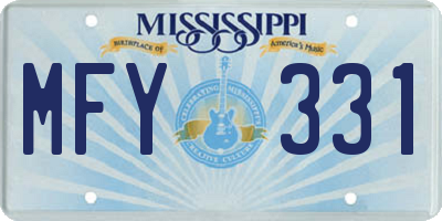 MS license plate MFY331