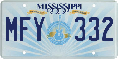 MS license plate MFY332