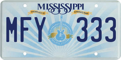 MS license plate MFY333