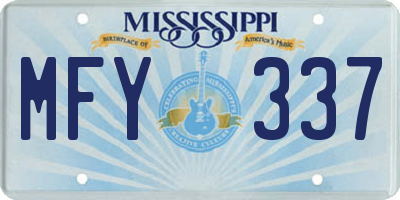 MS license plate MFY337