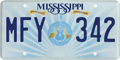 MS license plate MFY342